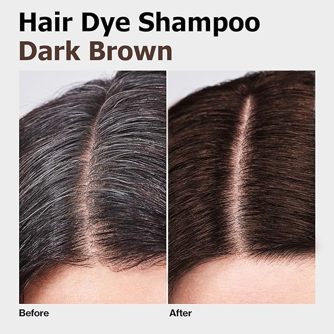 Hair Dye Shampoo, Gray Hair Coverage Dye Shampoo, Hair Color Shampoo for All Hair Types, Champu Para Canas, Suitable for Home and Salon (Dark Brown)-FemmiqueWomen