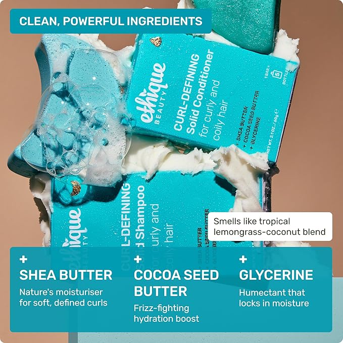 Ethique Curl-Defining Shampoo Bar with Shea Butter - Plastic-Free, Vegan, Cruelty-Free, 3.88 oz - Professor Curl-FemmiqueWomen