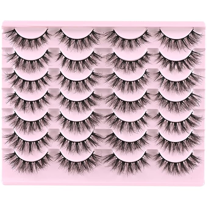 FARRED Lashes Natural Eyelashes Wispy Cat Eye False Lashes Fluffy Fake Eyelash Natural Look 14 Pairs Short Faux Mink Strip Eye Lash Pack for MUA and Beginners Daily Makeup (F4 | 9-16mm)-FemmiqueWomen