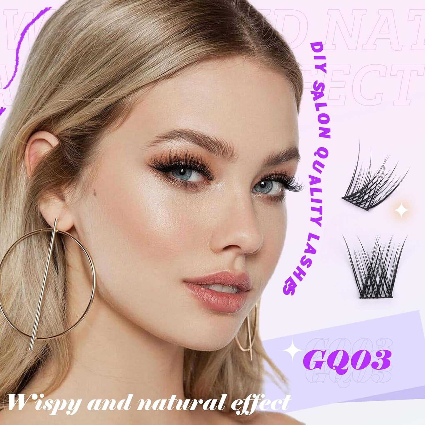 GAQQI Lash Clusters, Eyelash Clusters 120PCS D Curl Individual Lashes, Wispy Cluster Eyelash Extension 10mm Only, Natural Looking Cluster Lashes (GQ03, D Curl, 10mm)-FemmiqueWomen