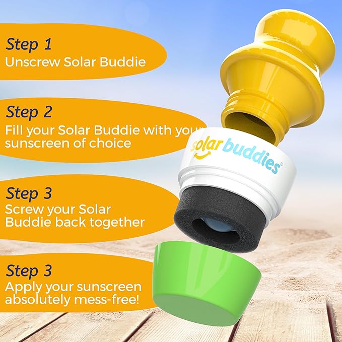 Solar Buddies Sunscreen Applicator - Single Green - Refillable Roll on Sponge Sunscreen, Suncream & Lotion Applicator For Kids, Adults & Families - Holds 3.4fl oz, Perfect Size for Travel-FemmiqueWomen