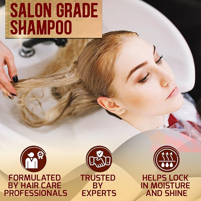 Moroccan Argan Oil Shampoo - Sulfate SLS Paraben Free Moisturizing Treatment for Women and Men - For All Types Including Curly, Dry, Damaged and Oily Hair - Hydrating and Nourishing - Salon Grade-FemmiqueWomen