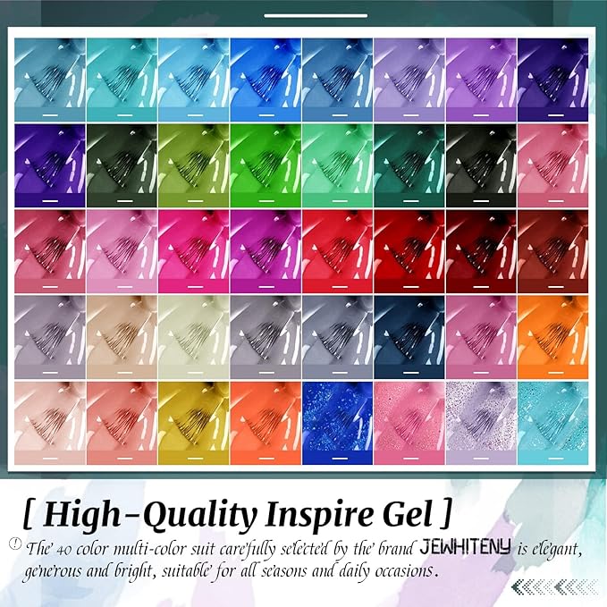 JEWHITENY 45 Pcs Gel Nail Polish Kit, Soak off Nail Lamp Gel Polish Starter Kit with 2pcs Glossy & Matte Top Coat and 2pcs Base Coat Gifts for Women-FemmiqueWomen