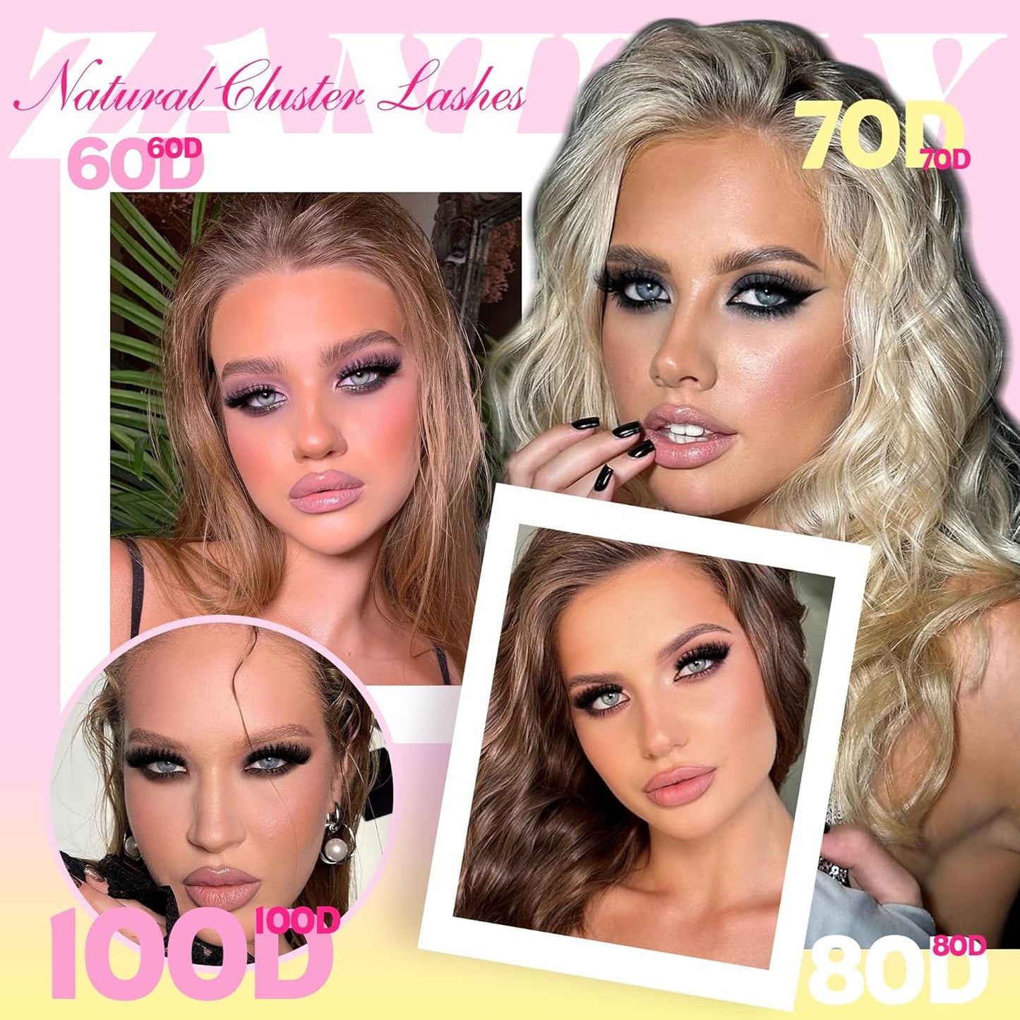 Lash Clusters D-Curly Individual Lashes Volume Eyelash Clusters Bulk zanlufly Thick Lash Extension 560Pcs Natural DIY Eyelash Extension (9-16MM,60D+70D+80D+100D)-FemmiqueWomen