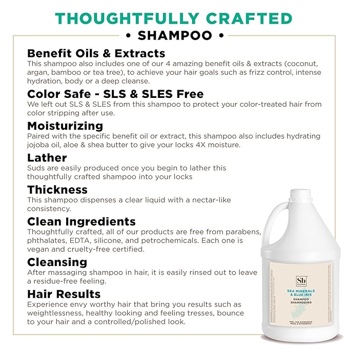 Soapbox Sea Minerals & Blue Iris Shampoo, Vegan, Color Safe, Harsh Harsh Sulfate Free & Silicone Free Hair Shampoo Refill for Home & Professional Use - Gallon Size-FemmiqueWomen