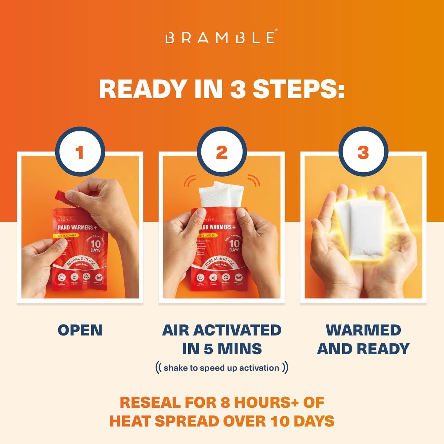 Bramble Hand Warmers Disposable Value Pack (2 Warmers per Pack) Pocket Warmers for Hiking, Outdoor Activities, Skiing - up to 10 Hours of Heat-FemmiqueWomen