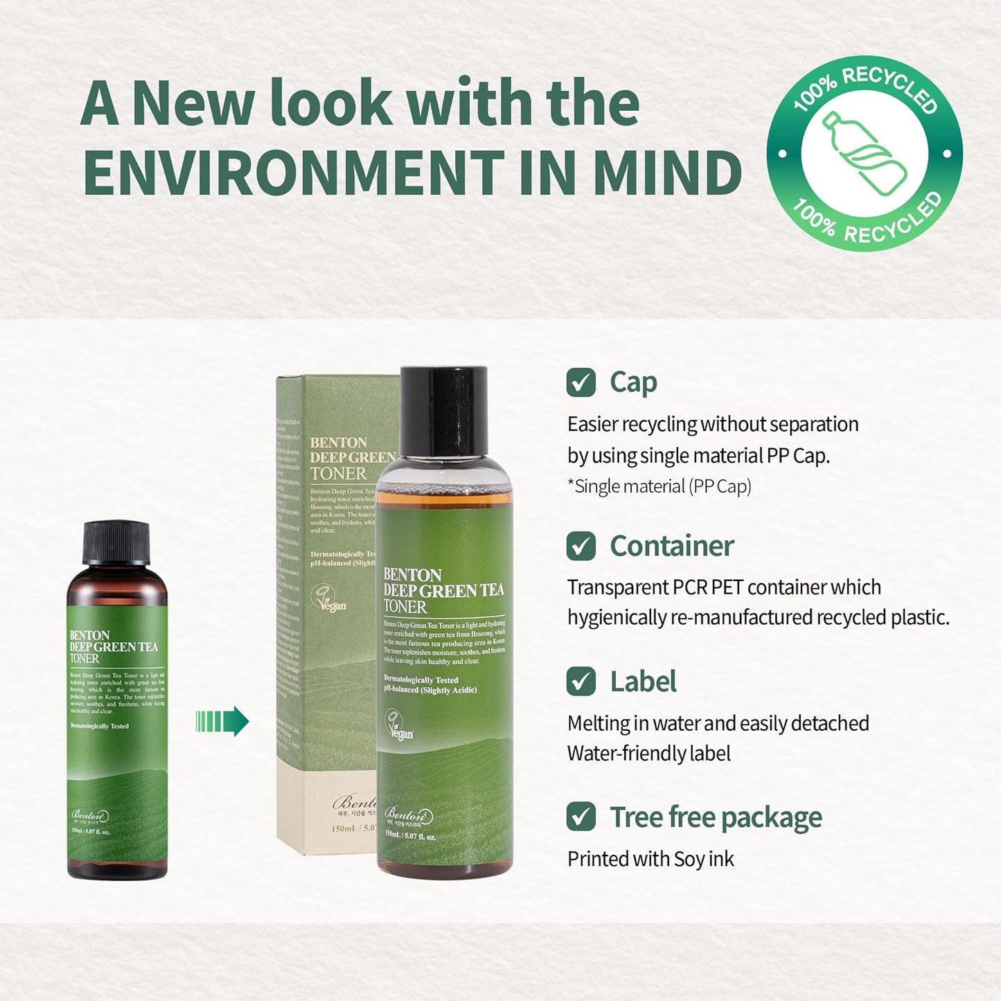 BENTON Deep Green Tea Toner - 150ml (5.07 fl.oz) for Face, Sensitive & Oily Skin-FemmiqueWomen