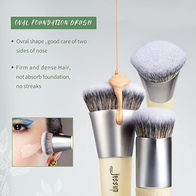 Jessup Vegan Makeup Brushes Set Premium Synthetic Powder Foundation Highlight Concealer Eyeshadow Blending Eyebrow Liner Spoolie Brush Set Burlywood 12pcs T327-FemmiqueWomen