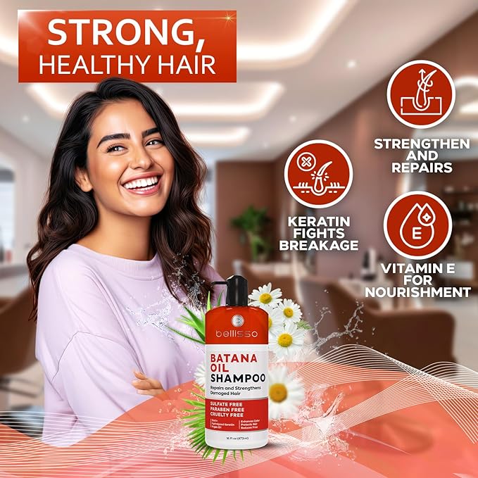 Batana Oil Shampoo - Volumizing Salon Formula for Thinning and Fine Hair Women and Men - Sulfate and Paraben Free - Thickening Volume Boost for Thicker, Fuller Hair - With Argan Oil - 16 Fl Oz-FemmiqueWomen