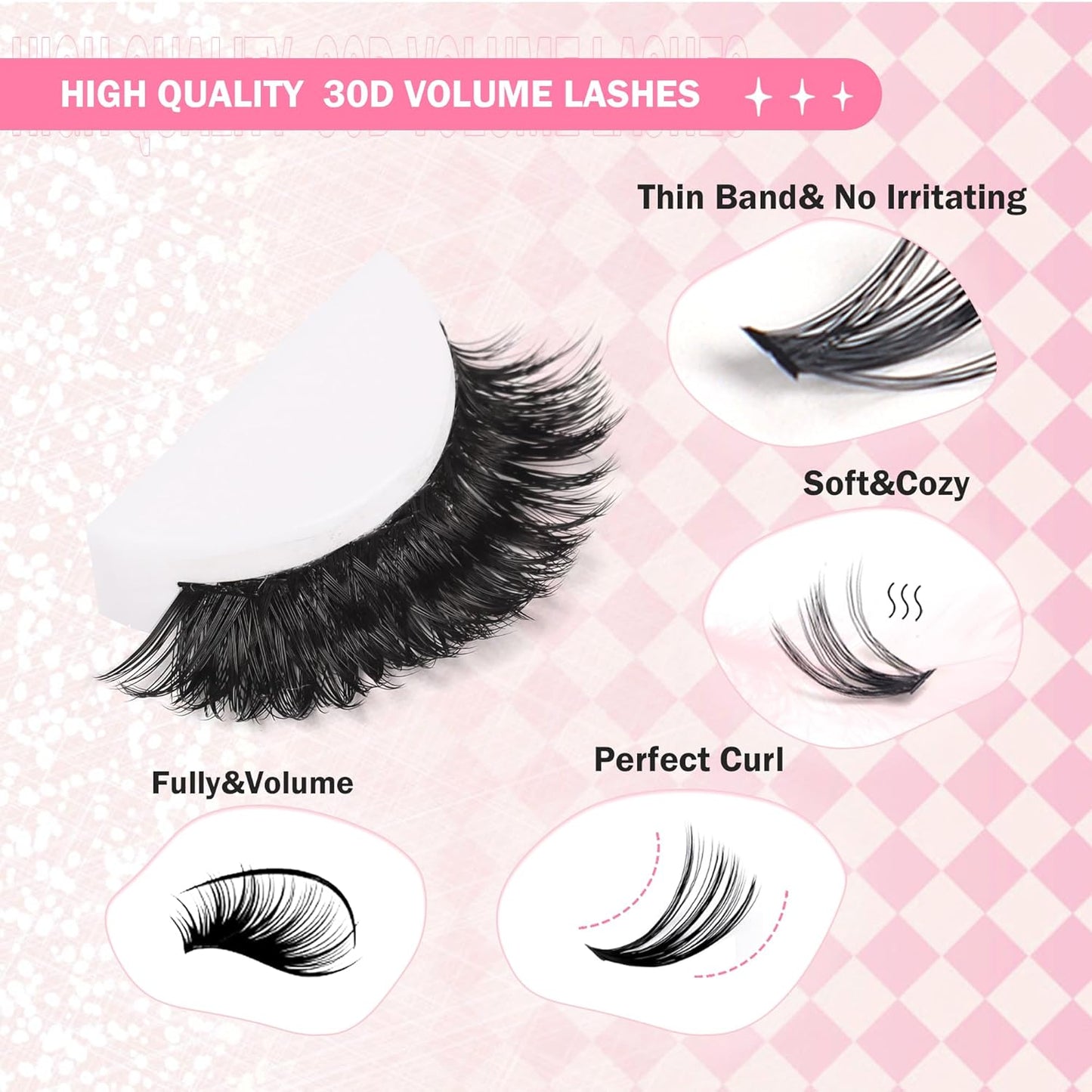 GAQQI Lash Clusters 320Pcs Individual Lashes 30D Mixed 9-16mm Eyelash Clusters C Curl Lash Clusters Look Like Mink Eyelash Extensions Thin Band Soft to Use Self Application(30D-CMIX)-FemmiqueWomen