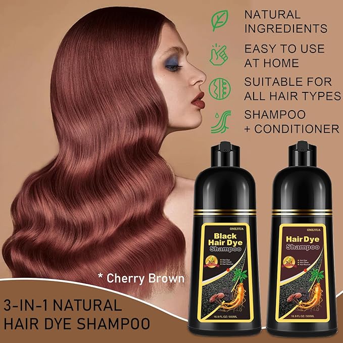 Cherry Brown Hair Dye Shampoo 3 in 1, Magic Reddish Brown Color Shampoo for Women Men, Instant Hair Dye Shampoo Colors Hair in Minutes, Color Shampoo Hair Dye, Natural Formula for All Hair Types-FemmiqueWomen