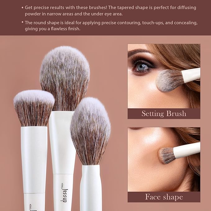 Jessup Make up Brushes 4pcs Face Makeup Brushes Set for Foundation Concealer Blush Contour Powder Highlighter, Pearl White T344-FemmiqueWomen