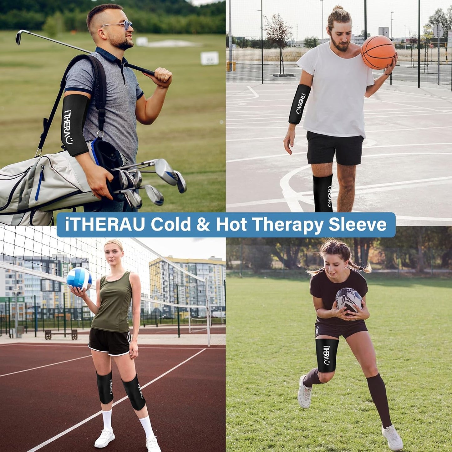 iTHERAU Knee Ice Pack Wrap 2 Pack, Reusable Gel Cold Pack with Cold/Hot Therapy, Cold Compression Sleeve for Elbow, Knee, Calf & Ankle for Pain Relief, Swelling, Surgery, Sports Injuries -Black, S-FemmiqueWomen