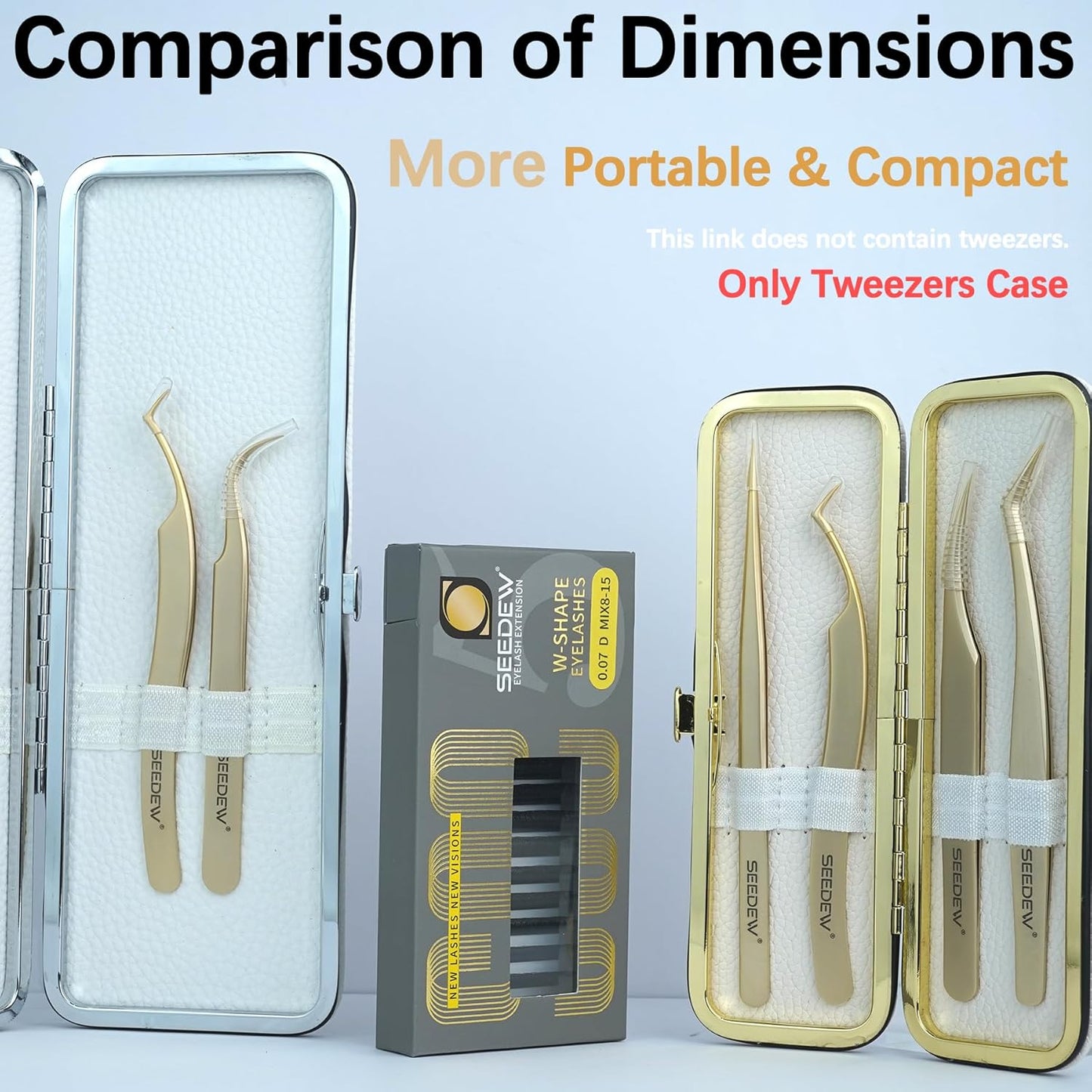 Lash Tweezers Organizer, Small Portable 4 Positions Soft PU Leather Rounded Corners, Eyelash Extension Tweezers Bag, Individual Storage Case Box for Tweezers, Slender Small Tools(White), White-FemmiqueWomen