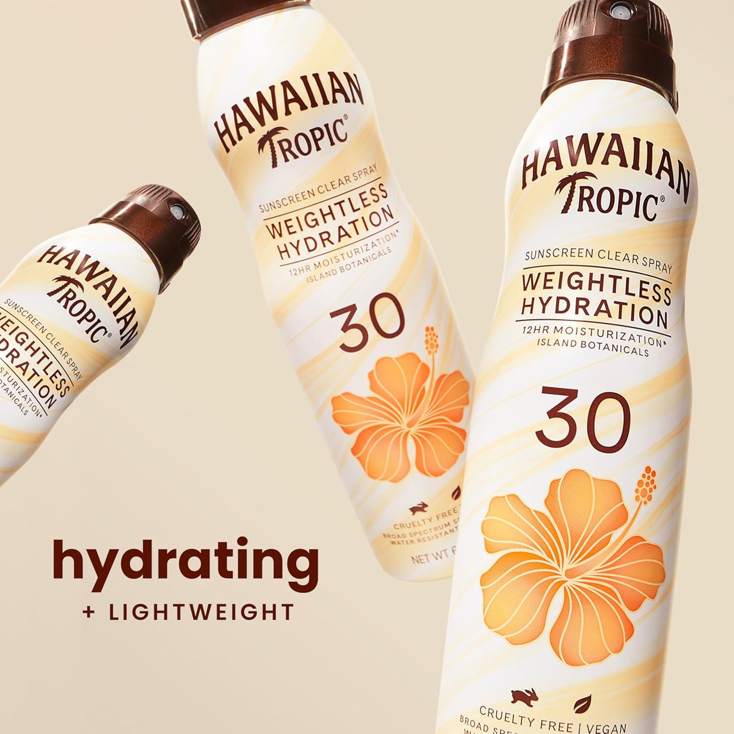 Hawaiian Tropic Weightless Hydration Clear Spray Sunscreen SPF 30, 6oz | SPF 30 Sunscreen Spray, Sunblock, Oxybenzone-Free, 6oz each Twin Pack-FemmiqueWomen