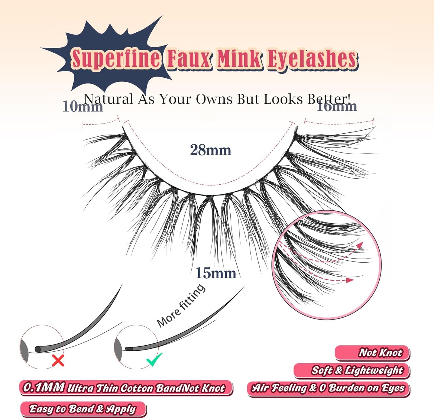 Eyelashes Natural Cat Eye Lashes Wispy C Curl 16mm Strip Lash False Eyelashes Fluffy Eye Lashes 3D Volume Wispy Eyelash Siligli 7 Pair-FemmiqueWomen