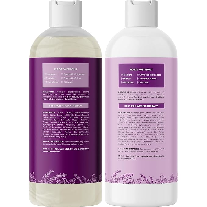 Aromatherapy Lavender Shampoo and Conditioner Set - Paraben and Sulfate Free Shampoo and Conditioner for Women with Chamomile Panthenol Jojoba Oil plus Cleansing and Calming Lavender Essential Oil-FemmiqueWomen