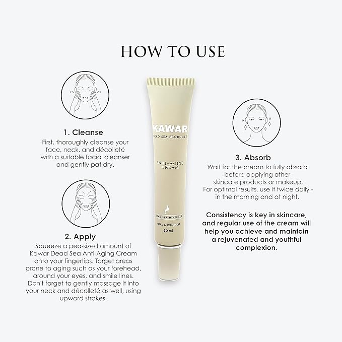 KAWAR Dead Sea Anti-Aging Face & Neck Cream | Hyaluronic Acid, Collagen, Niacinamide | Anti-Wrinkle Moisturizer for Women & Men, 1 oz-FemmiqueWomen