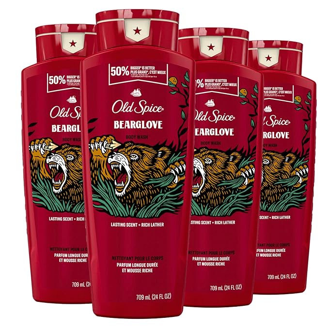 Old Spice Body Wash for Men, Bearglove, Long Lasting Lather, 24 fl oz (Pack of 4)-FemmiqueWomen