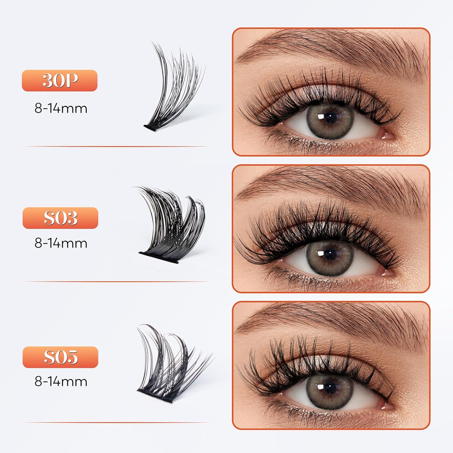 Lash Clusters-VYRILA 0.07mm Wispy Eyelashes C Curl Eyelash Clusters 8-14mix Individual Lashes Extension DIY at Home (30P+S03 186pcs-8-14mix)-FemmiqueWomen