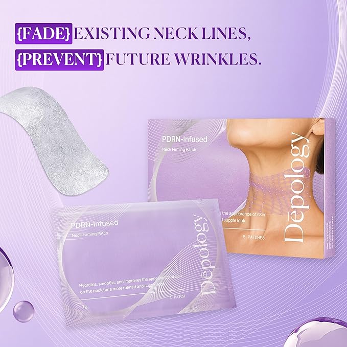 depology Tightening and Lifting Neck Wrinkle Patches with Cream, PDRN Deep Collagen Neck Mask, Firming Patch with PDRN、Collagen and Niacinamide Cream-FemmiqueWomen