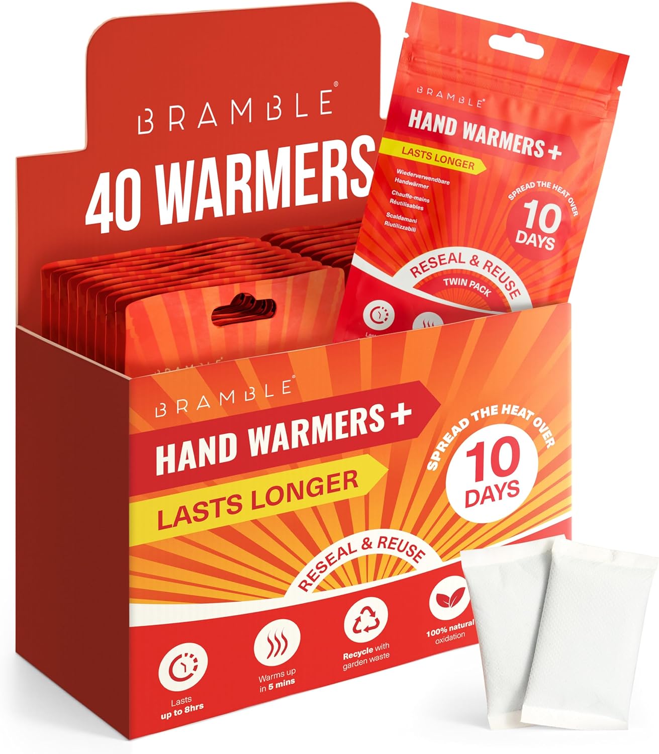 Bramble Hand Warmers Disposable Value Pack (2 Warmers per Pack) Pocket Warmers for Hiking, Outdoor Activities, Skiing - up to 10 Hours of Heat-FemmiqueWomen