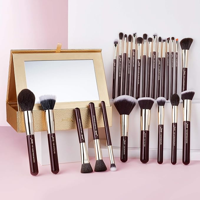 Jessup Makeup Brushes Set Professional Makeup Brush Eyeshadow Blending Powder Foundation Blusher Concealer 25pcs with Cosmetics Storage Box, Zinfandel T285-FemmiqueWomen