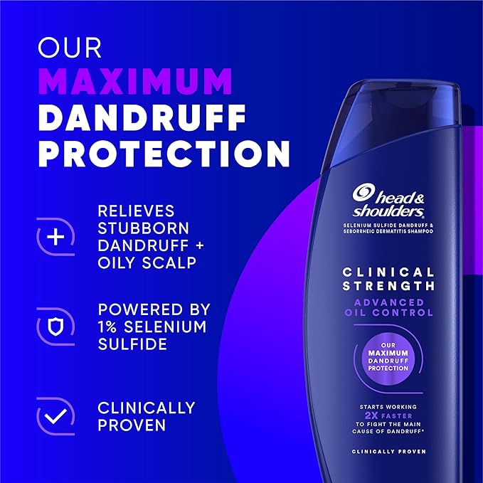 Head & Shoulders Clinical Dandruff Shampoo Twin Pack, Prescription Strength, Oil & Flake Control, Seborrheic Dermatitis Relief, Citrus, 13.5 Fl Oz Each (Set of 2)-FemmiqueWomen