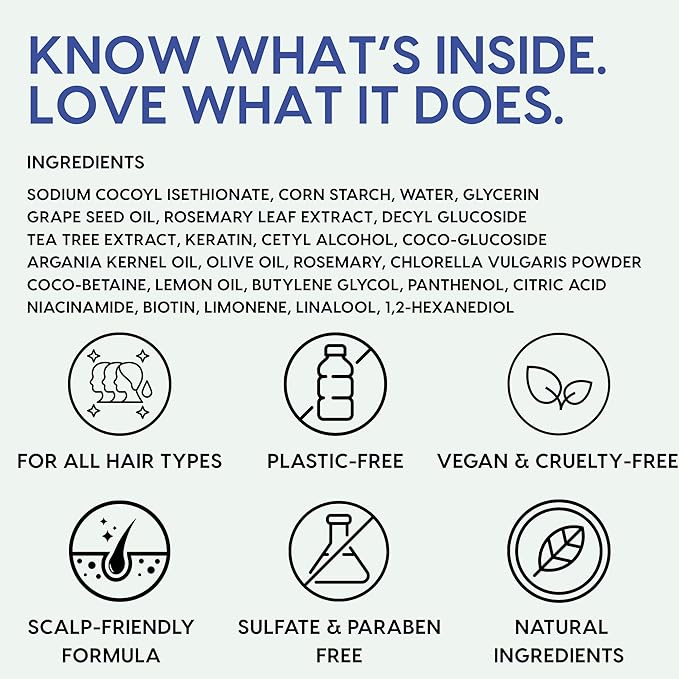 Rosemary & Tea-Tree Scalp Clarifying Shampoo Bar with Keratin, Panthenol, Biotin and Argan-Oil (5.2oz) | Sulfate Free, All Natural, Hair Moisturizing & Nourishing Soap, Deep Cleansing Solid Shampoo-FemmiqueWomen