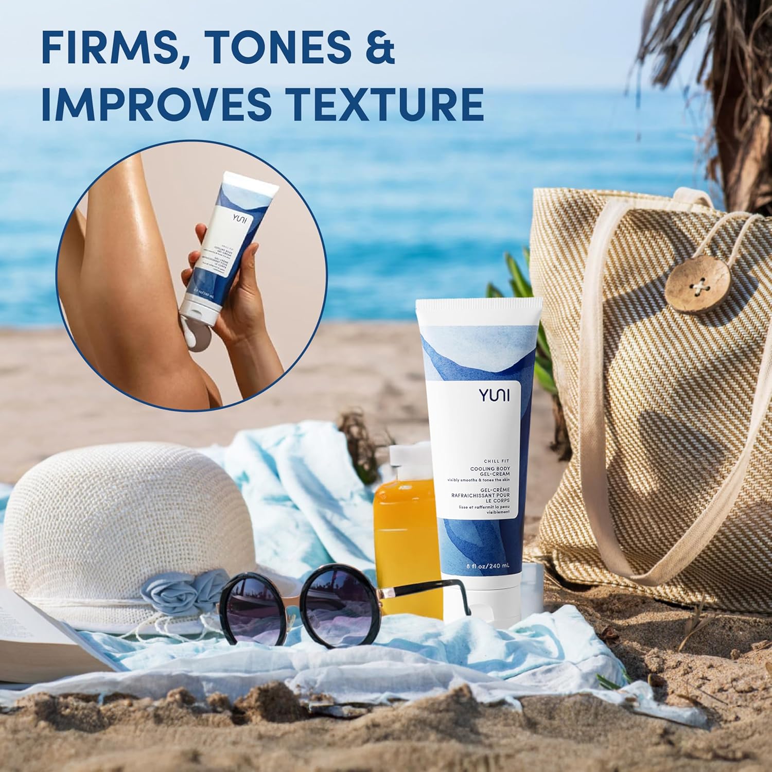 YUNI Beauty Body Gel-Cream – Hydrating Skincare – Cooling Gel – Tones & Firms – Soothing Cream – Post-Workout Body Cream & Moisturizer – Vegan – 8 fl oz-FemmiqueWomen