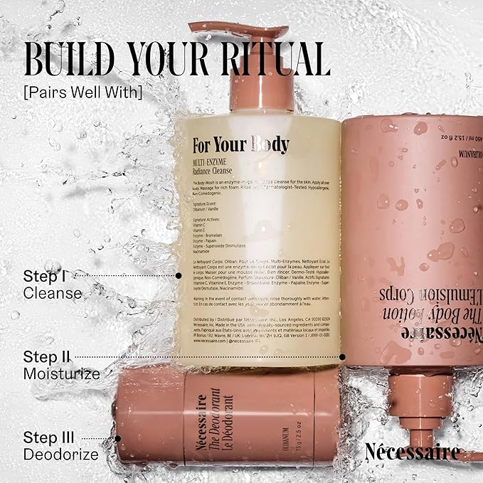 Nécessaire The Body Wash Olibanum. Natural Body Wash for Women + Men. Radiance Cleanse. Multi-Enzyme Gel Cleanser for Dull Skin. Notes of Vanilla, Fig Leaf, and Cassis Buds. 8.4 Fl Oz.-FemmiqueWomen