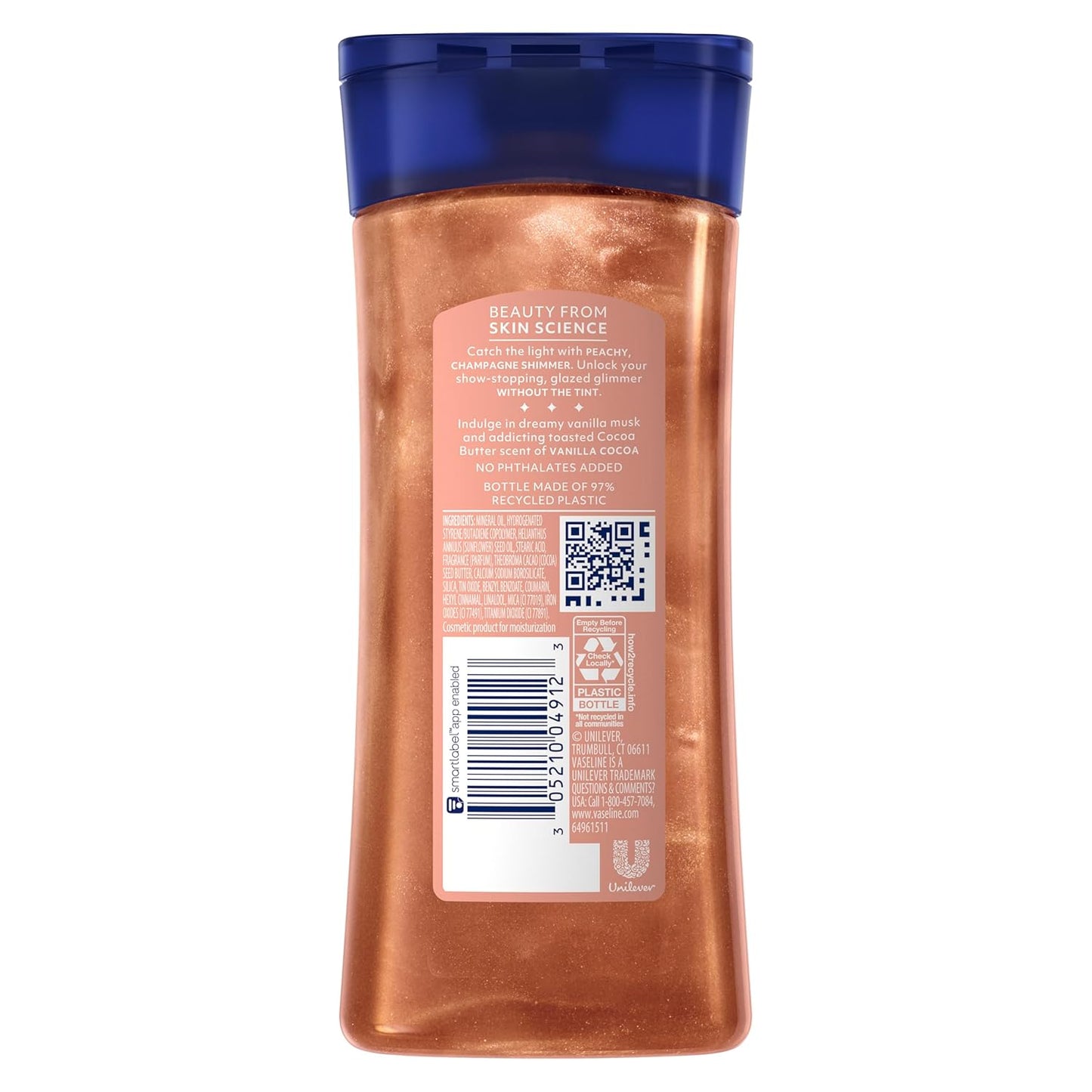 Vaseline Glazed and Glisten Sunlit Glow Body Gel Oil Vanilla Cocoa Shimmering with Ultra-Hydrating Lipids and 100% Pure Cocoa Butter, 6.8 Oz-FemmiqueWomen