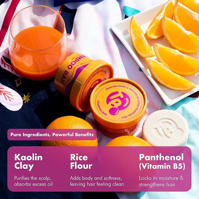 Vitamin B5 + Citrus Essential Oils Shampoo Bar – Dry shampoo for Hair Care - For Women & Men – Strengthens Damaged Hair – Natural, Paraben & Sulfate-Free – For All Hair Types – Made in USA – 4.5oz-FemmiqueWomen