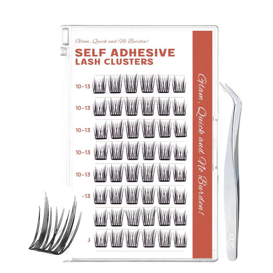 GAQQI Self Adhesive Lash Clusters, Pre Glued Eyelashes 10-14mm Wispy Cluster Lashes, Press On No Glue False Eyelashes, Strong Adhesive & Reusable Glueless(PG4)-FemmiqueWomen