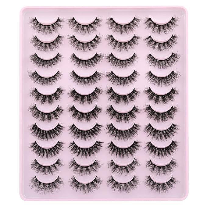 JIMIRE False Eyelashes Natural Fluffy Wispy Faux Mink Lashes 5D 14mm-18mm 5 Styles Mixed Lashes for Small Eyes Natural Look Fake Eyelashes 20 Pairs Multipack-FemmiqueWomen