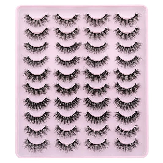 JIMIRE False Eyelashes Natural Fluffy Wispy Faux Mink Lashes 5D 14mm-18mm 5 Styles Mixed Lashes for Small Eyes Natural Look Fake Eyelashes 20 Pairs Multipack-FemmiqueWomen