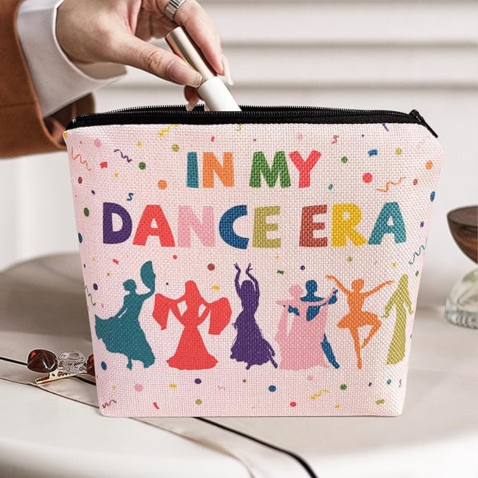 My Dance Era Canvas Zipper Cosmetic Bag, Small Makeup Bag for Women, Friends, Daughter, Sister for Dancers, Dancer Birthday Gifts for Girls (Pink)-FemmiqueWomen