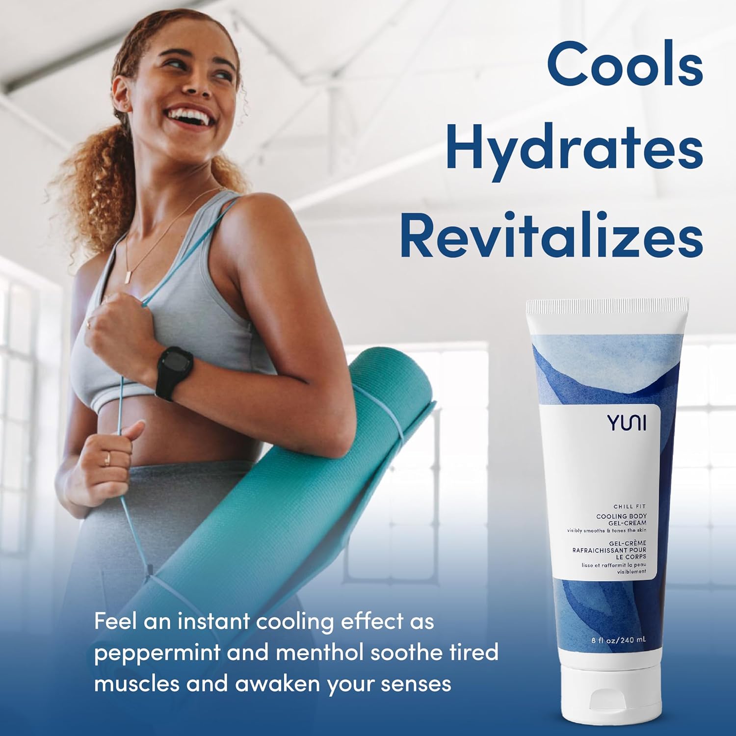 YUNI Beauty Body Gel-Cream – Hydrating Skincare – Cooling Gel – Tones & Firms – Soothing Cream – Post-Workout Body Cream & Moisturizer – Vegan – 8 fl oz-FemmiqueWomen