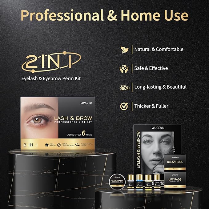 Lash Lift Kit - Brow Lamination Kit, Eyebrow Lamination Kit, Professional Eyelash & Brow 2 IN 1 Perm Kit, Eyebrow lift Kit, Fuller & Thicker Brows Suitable for Salon & Home Use, Lasts For 4-6 Weeks