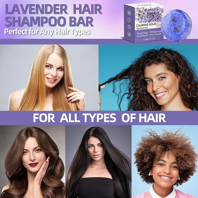 2 Pack Lavender Shampoo Bar,Solid Hair Bar And Conditioner Effect Hair Soap,Organic Shampoo Bars For Hair With All Natural Plant Based Essential Oils,Stocking Stuffers,Gifts for Women-FemmiqueWomen