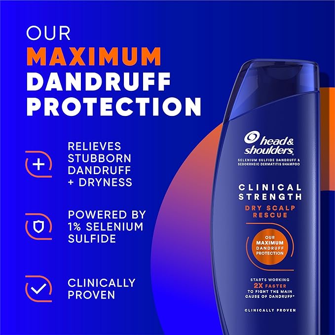 Head & Shoulders Clinical Strength Dandruff Shampoo and Conditioner Set, Dry Scalp Relief, Up to 100% Flake Protection, Selenium Sulfide Formula, 13.5 & 9.1 Fl Oz, 2 Pack-FemmiqueWomen