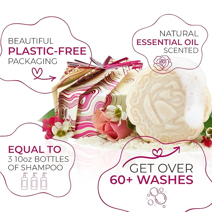 Viori Chamomile Rose Essential Oil Shampoo Bar Made with Rice Water - Handcrafted All Natural Shampoo Bars - Sulfate Free-FemmiqueWomen