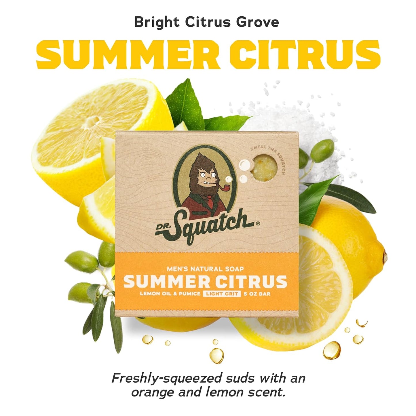 Dr. Squatch Natural Bar Soap for Men - Cold Process Soap with No Harsh Chemicals - Summer Citrus, Cool Fresh Aloe, Gold Moss, Bay Rum & Pine Tar (5 oz, 5-Pack)-FemmiqueWomen