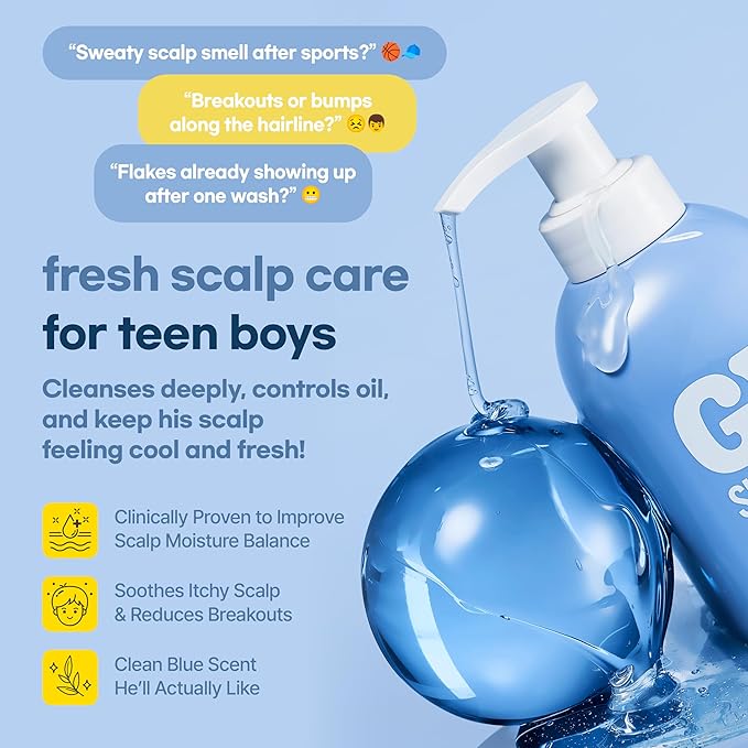 TS GD Shampoo for Boys | Korean Teen Shampoo with Upgraded Probiotics | Anti-Dandruff & Itchy Scalp Relief | Blue Fresh Allergy-Free Fragrance | Sulfate-Free (13.5 fl oz, 400ml)-FemmiqueWomen
