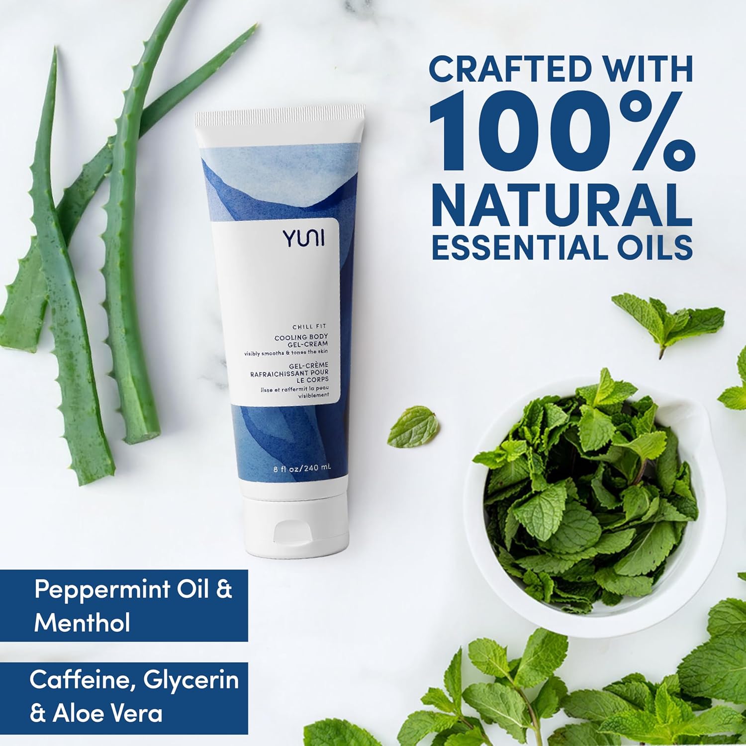 YUNI Beauty Body Gel-Cream – Hydrating Skincare – Cooling Gel – Tones & Firms – Soothing Cream – Post-Workout Body Cream & Moisturizer – Vegan – 8 fl oz-FemmiqueWomen