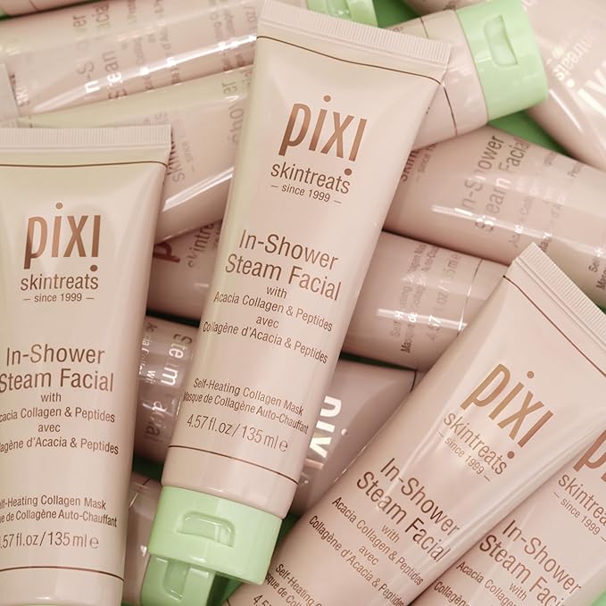 Pixi In-Shower Steam Facial | Gel-to Oil Cleanser for Radiant Skin | Deeply Nourishes, Softens & Tones | Self-heating for Use in Shower or Bath | 4.6 fl oz/ 135 ml-FemmiqueWomen