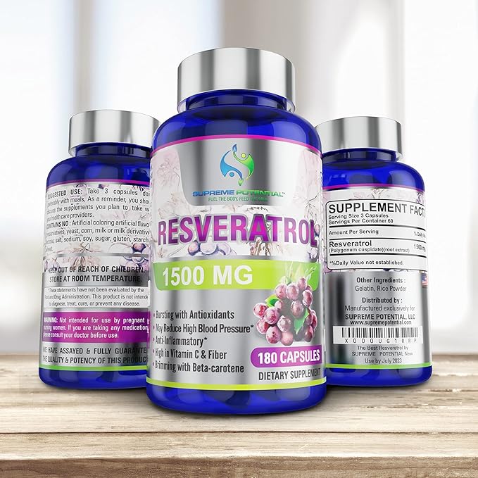 100% Pure Resveratrol Extract for Anti-Aging & Heart Health - 1500mg Maximum Strength (1)-FemmiqueWomen