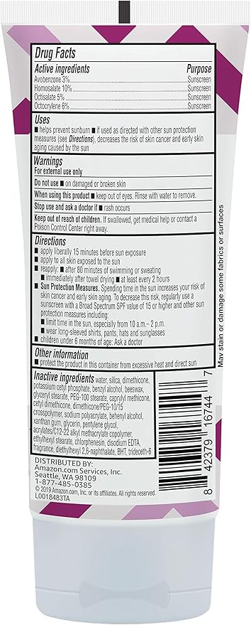 Amazon Brand - Solimo Sheer Face Sunscreen, Formulated without Octinoxate & Oxybenzone, Unscented, 3 fl oz (Pack of 1)-FemmiqueWomen