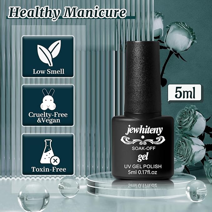 JEWHITENY 45 Pcs Gel Nail Polish Kit, Soak off Nail Lamp Gel Polish Starter Kit with 2pcs Glossy & Matte Top Coat and 2pcs Base Coat Gifts for Women-FemmiqueWomen