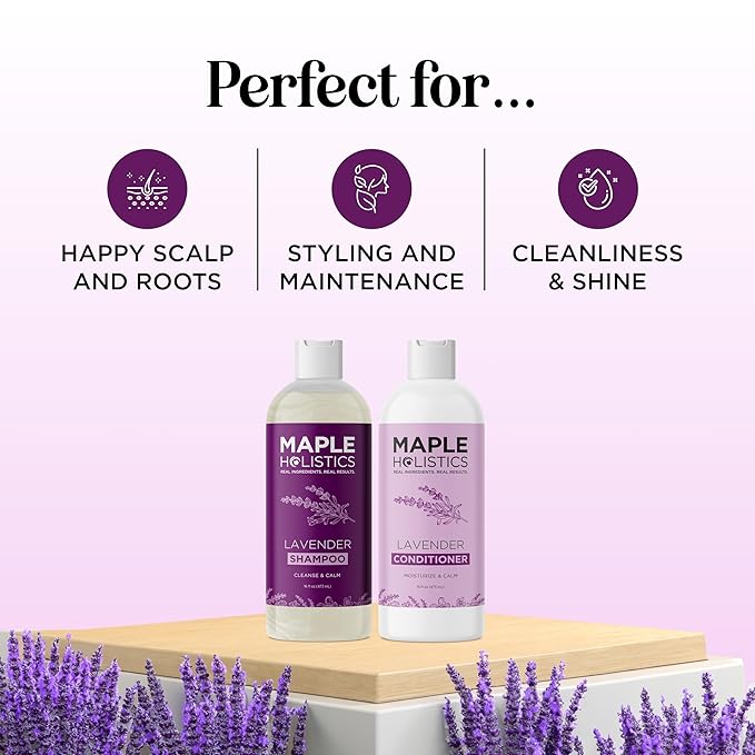 Aromatherapy Lavender Shampoo and Conditioner Set - Paraben and Sulfate Free Shampoo and Conditioner for Women with Chamomile Panthenol Jojoba Oil plus Cleansing and Calming Lavender Essential Oil-FemmiqueWomen